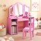 Kids Vanity Table and Chair Set with Removable Tri-Folding Mirror